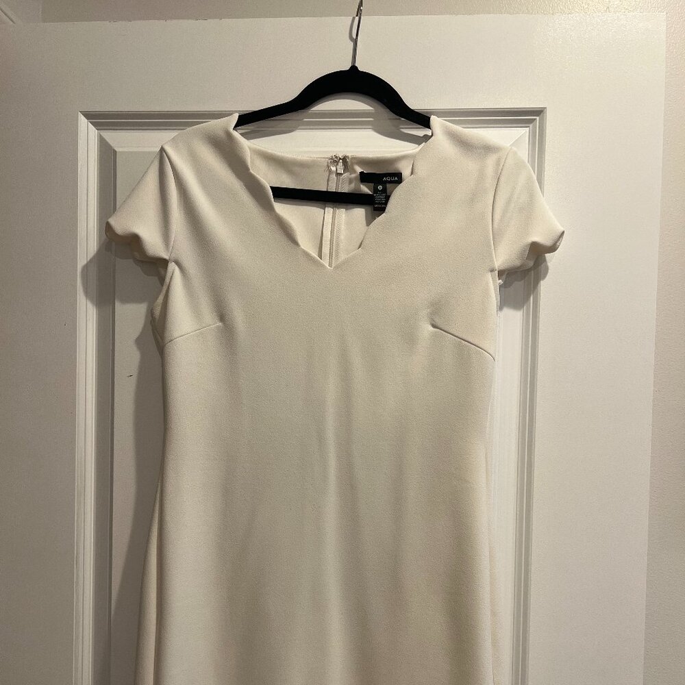 Aqua White Scalloped Mini Dress